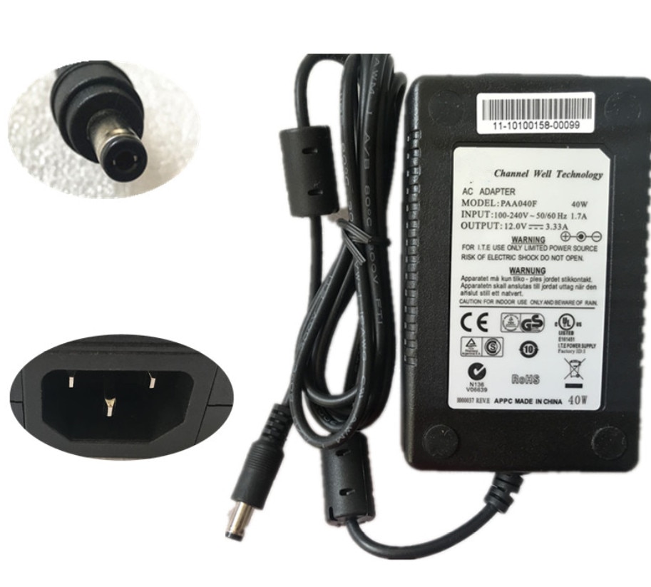 12 v DC 3.33A 40 w AC Adapter Voor CWT Kanaal Goed Technologie PAA040F Voeding
