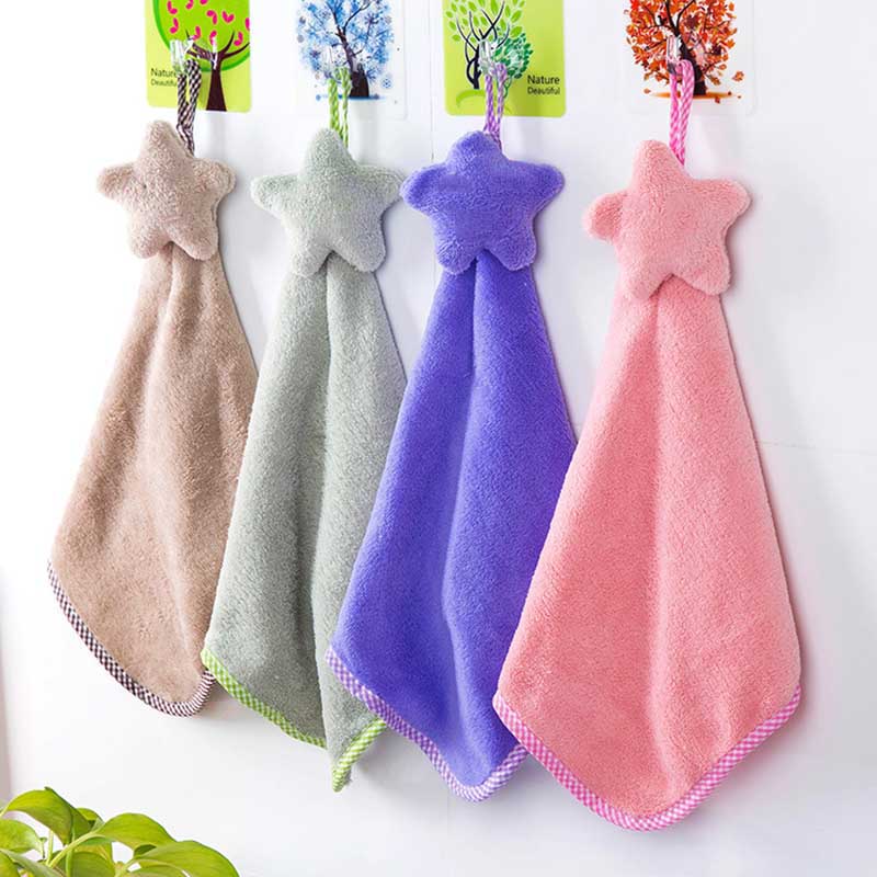 Baby Verpleegkundige Handdoek Baby Bad Handdoeken Zacht Koraal Fluwelen Cartoon Ster Opknoping Baden Handdoek Voor Kinderen Badkamer
