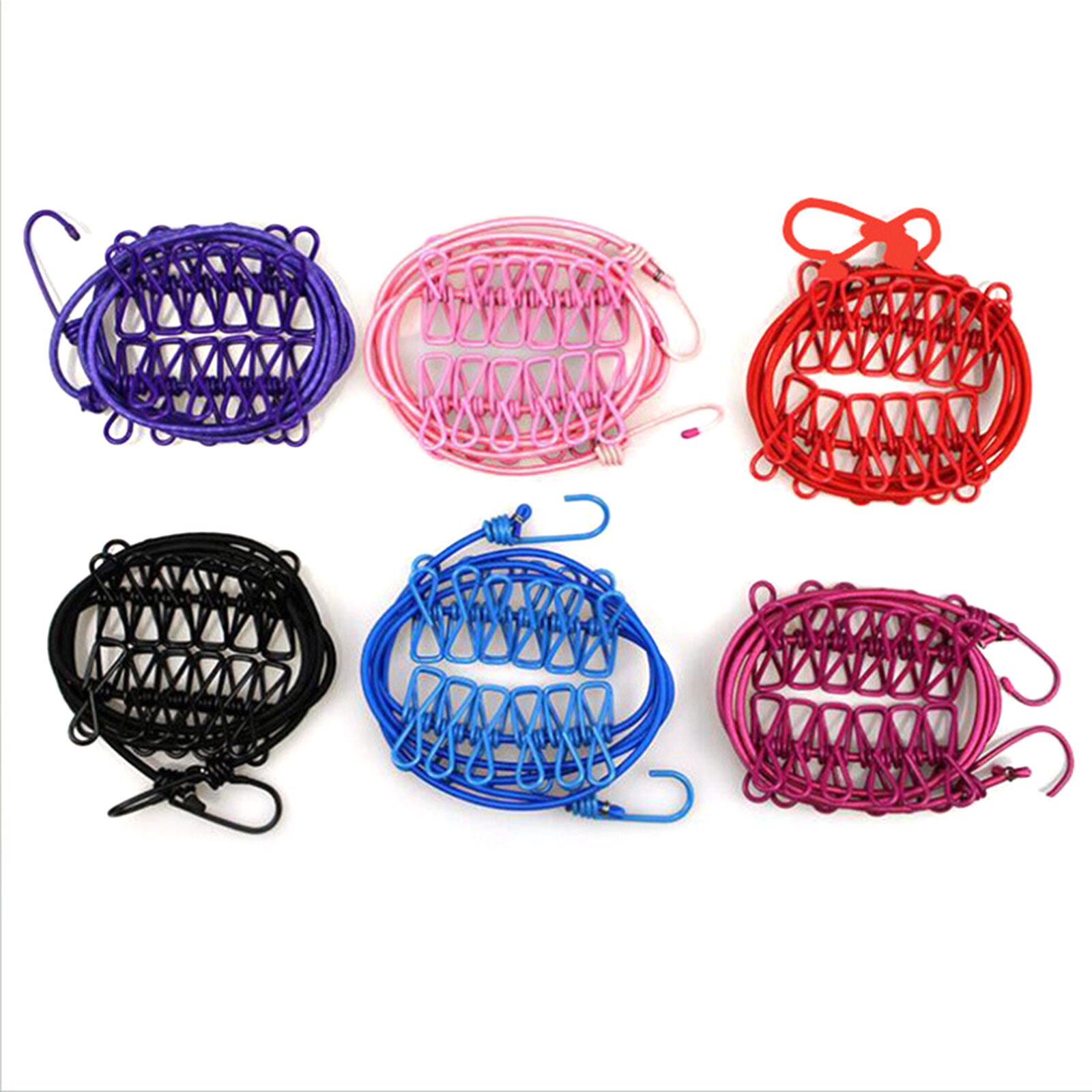 Clothes Line Buckle Rubber Band with Iron Wire Elastic Windproof Rope Positioning Accessory