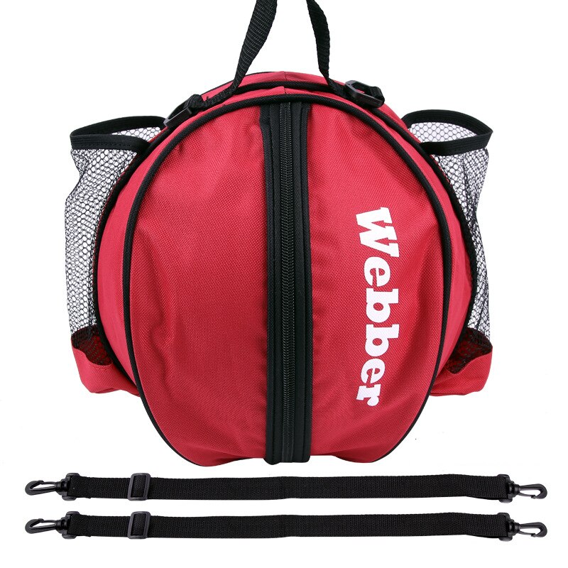 Universel sportspose basketball fodbold volleyball rygsæk håndtaske rund form justerbar skulderrem rygsække opbevaring: Rød