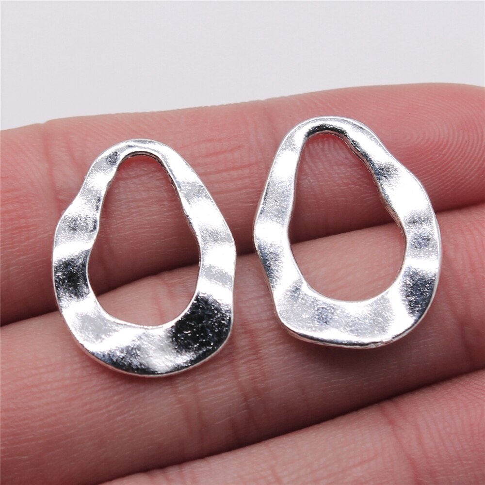 WYSIWYG 6pcs 18x24mm Irregular Circle For Earring Making For Jewelry Making 2 Colors DIY Earrings Charms: Antique Silver