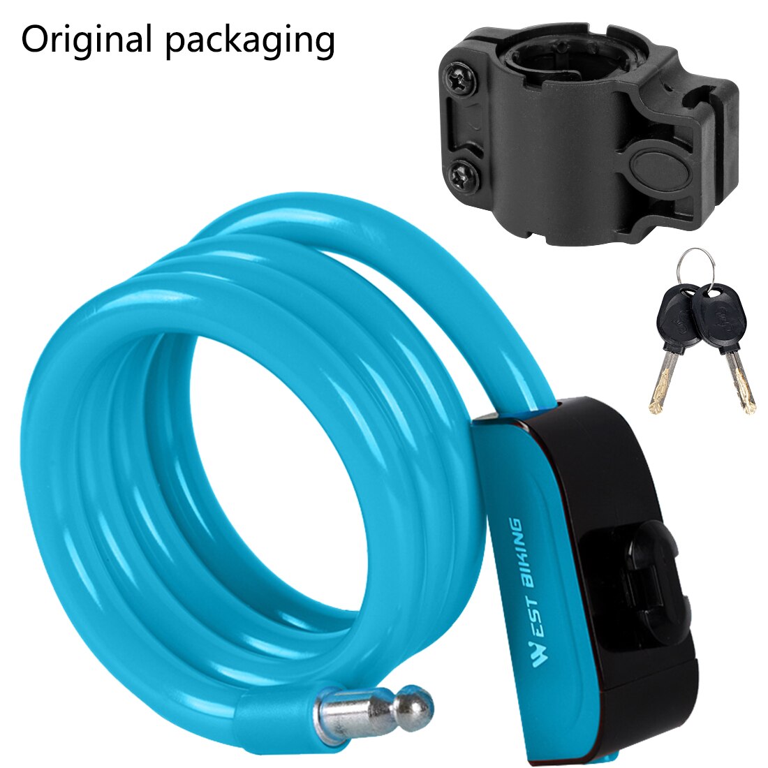1.2M Bicycle Steel Lock PVC Cable Anti-theft Riding Lock Portable Lengthened Bold Mountain Bike Bike Lock: Blue Original