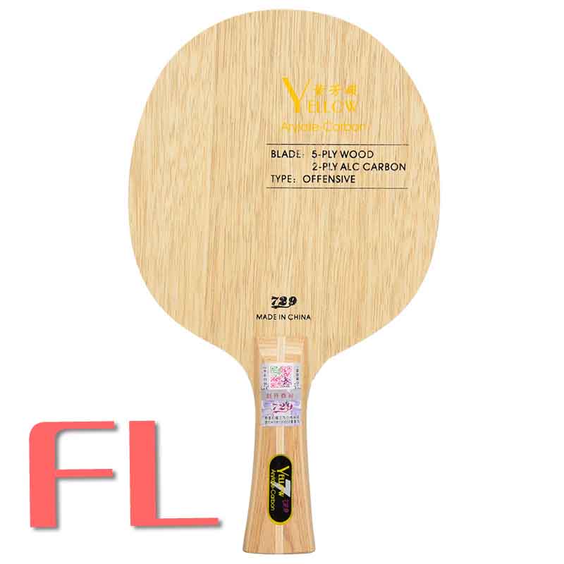 729 zwarte, blauwe, gele, alc carbon tafeltennisbatjes, offensief voor rackets en pingpongbatjes: Gele koolstof fl
