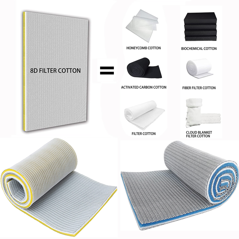 Filtro de algodón 8D para pecera, sin pegamento, esponja de filtro de acuario de alta densidad, material de filtro de alta permeabilidad, purificación de agua