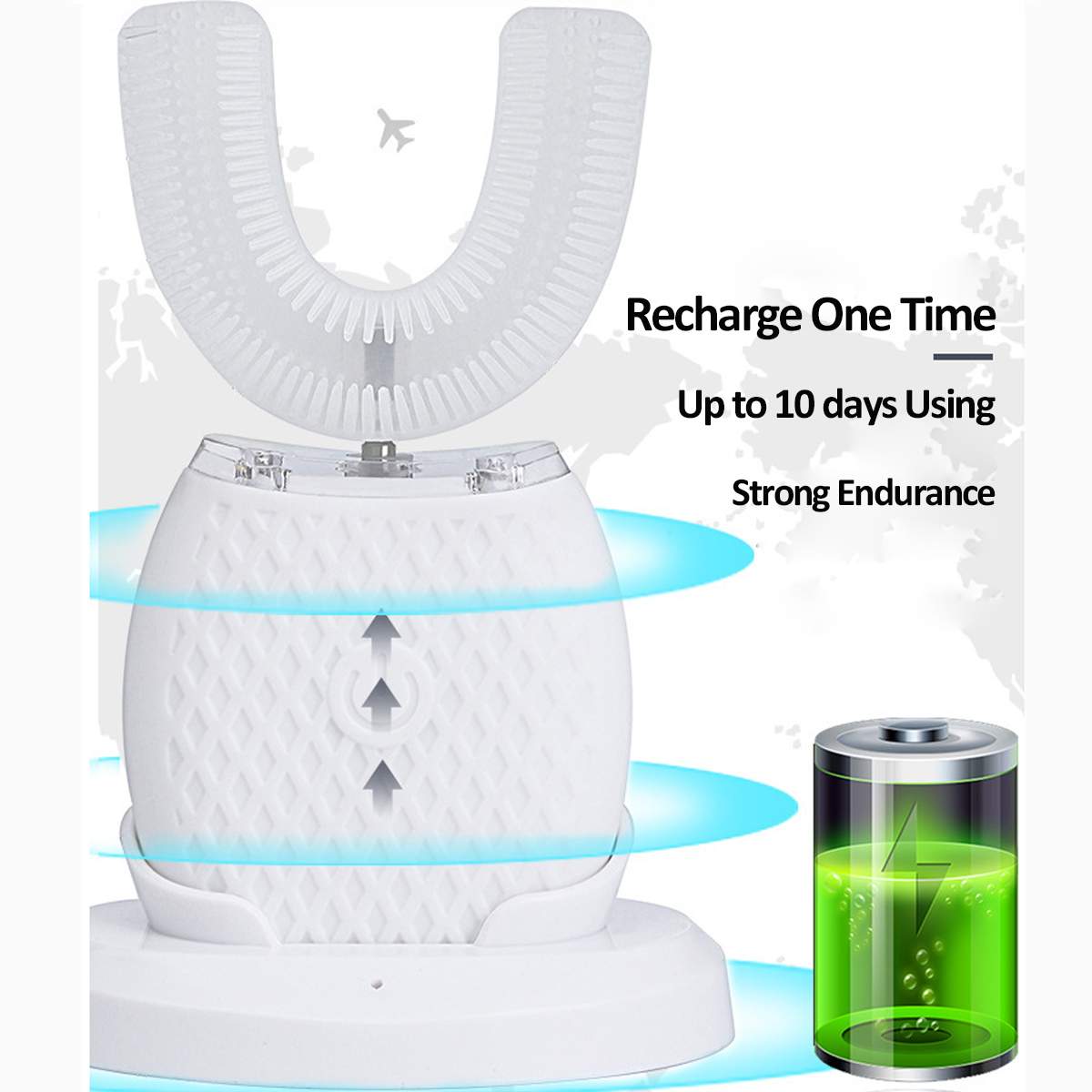 360 grad Intelligente Sonic Elektrische Automatische Zahnbürste Ultra sonic Zahn Pinsel U Form Kopf Mundstück Mit USB Ladegerät