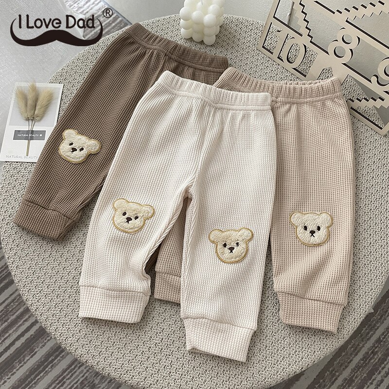 Cartoon Beer Borduurwerk Baby Broek Zachte Elastische Baby Peuter Broek Kleding Lente Leuke Katoenen Kinderen Meisje Jongen Bodems