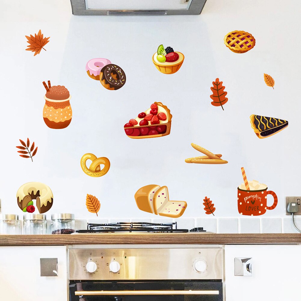 Tegneserie brød dessert mønster wallsticker køkken spisestue stue hjemmedekoration baggrund tapet til børn klistermærker