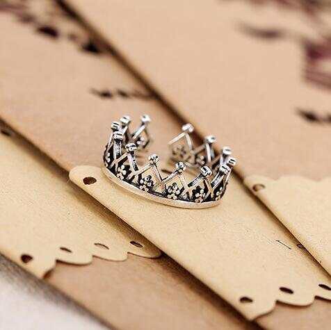Réel 925 en argent Sterling creux couronne anneaux pour les femmes réglable taille bague de mariage Anillos