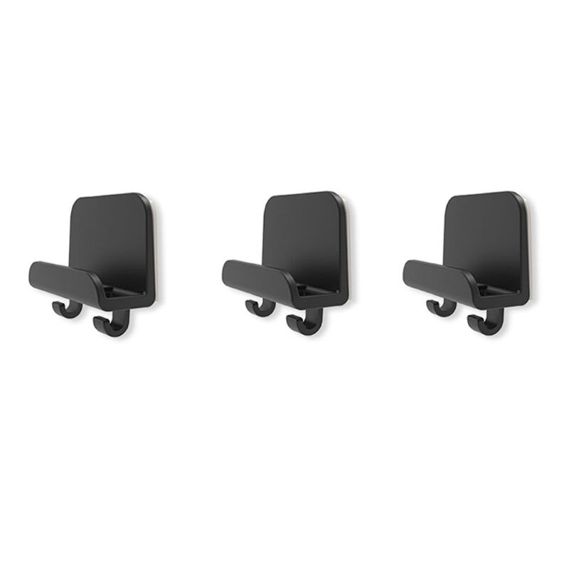 Support mural universel pour téléphone portable, 3 pièces, support pour iPad, iPhone, câbles de rangement, cintre à crochet pour la maison: Black