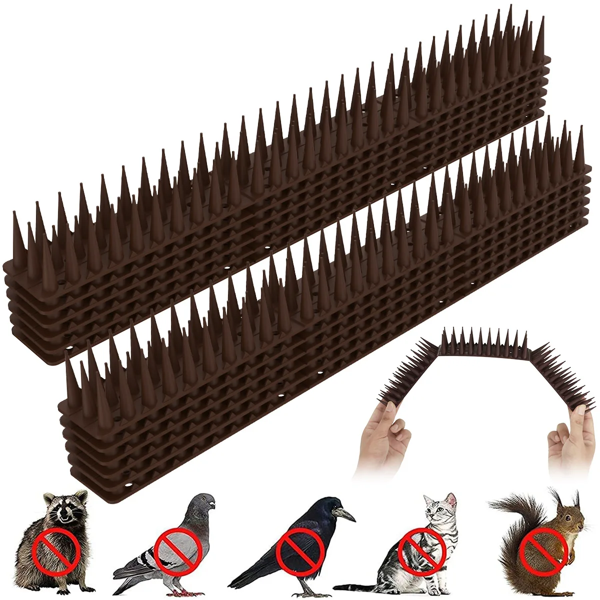 Estera repelente de aves para jardinería, picos de pared para valla, picos para pájaros, antirrobo, escalada de gatos, picos disuasorios antiaves, correas, suministro de patio