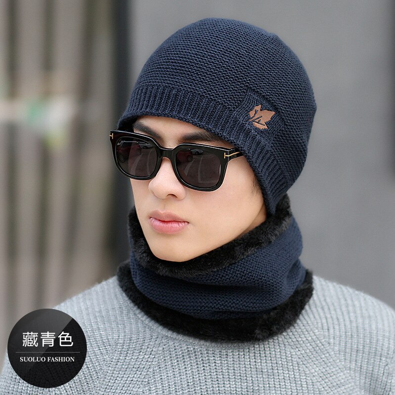 Heren winter muts en sjaal set tweedelig dames dikker winter warme set dames mutsen ring sjaals heren unisex skullies muts