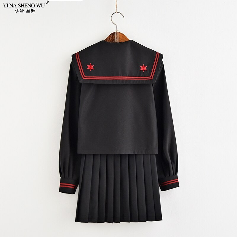 Tr japonês jk define uniforme escolar japonês meninas sakura bordados high school feminino novidade marinheiro ternos yankee uniforme da menina