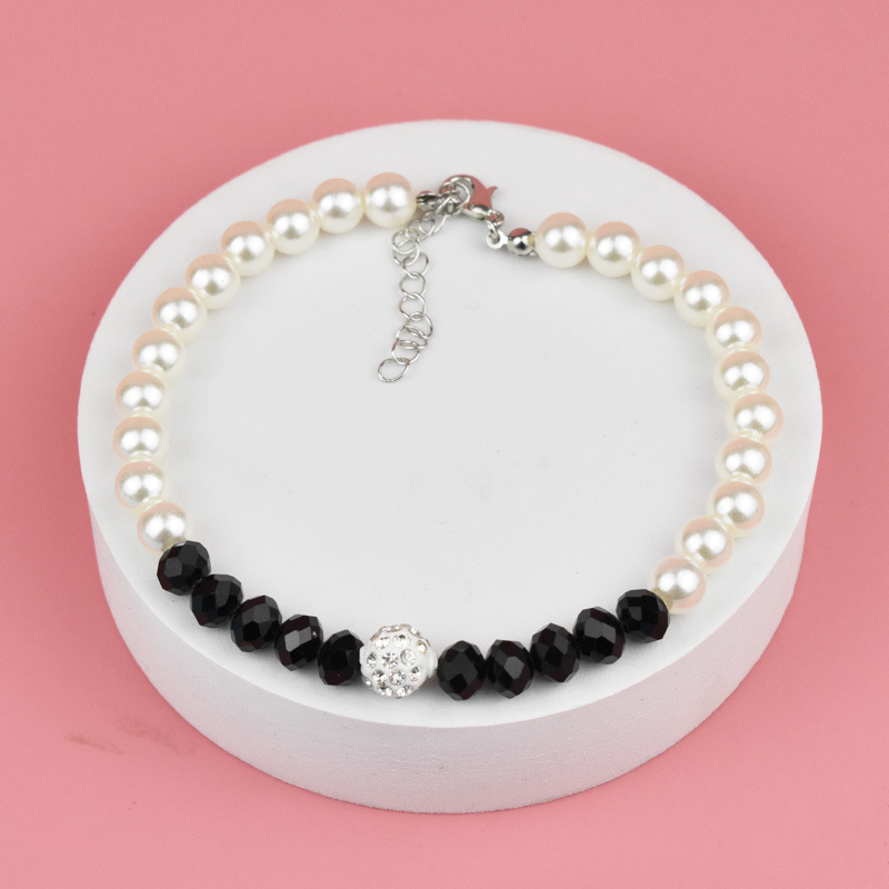 Collier de Perles Scintillantes pour Petits Chiens et Chats, Bijoux en Strass, Accessoires Perforés pour Vêtements de Fille, Chihuahua SARL: Black