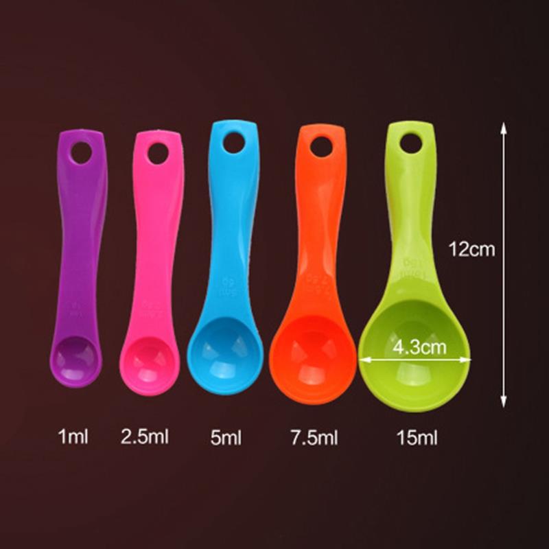 5PCS Colorful Small Measuring Spoon Stackable Plastic Accurate Measure Scoop Measure Teaspoon Mini Coffee Sugar Scoop