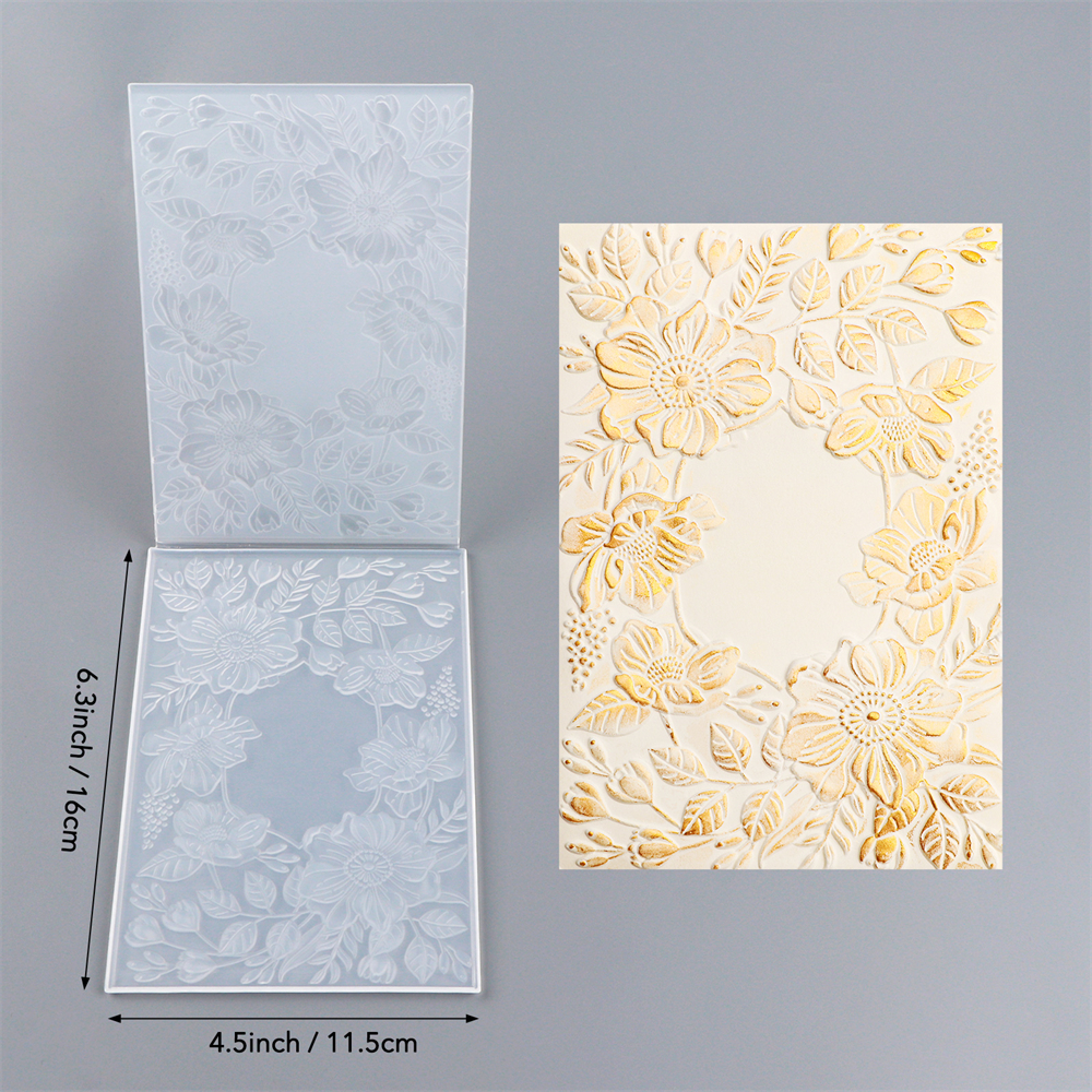 2025, neue 3D-Prägeordner, Sonnenblume, Liebe, Herz, Kranz, Folienordner für DIY, Sammelalbum, Weihnachten, , Papierkarten, Basteln: Licht Grau