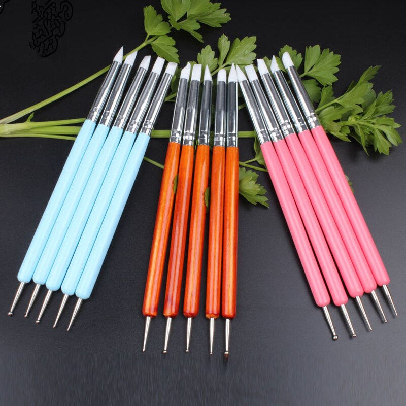 6 Kleuren 5 Stks/set Rvs Twee Hoofd Beeldhouwen Polymeer En Zachte Aardewerk Klei Tool Siliconen Modellering Art Shaper gereedschap