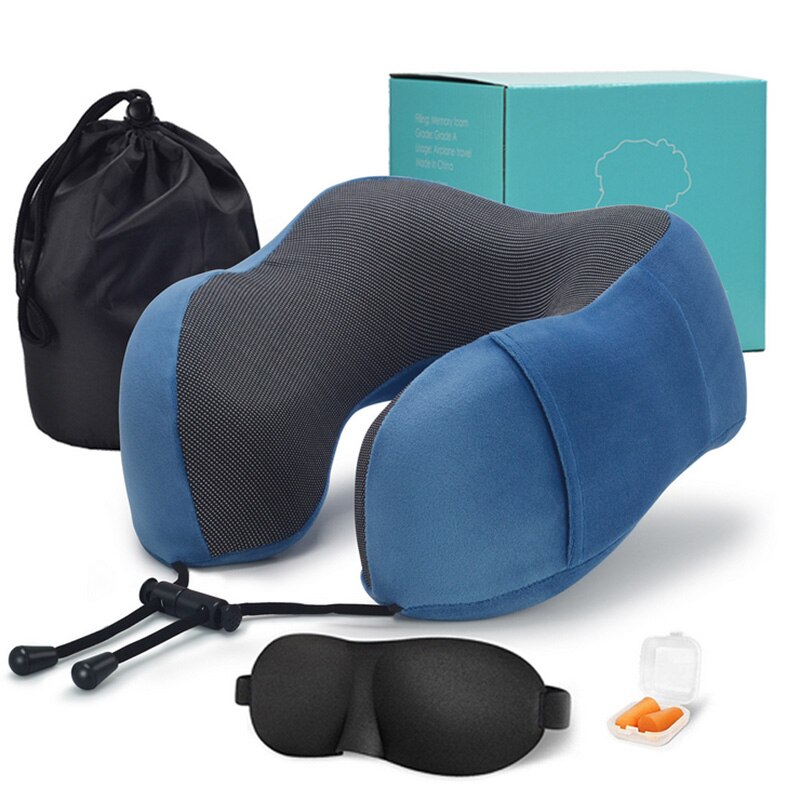 Sb U-vormige Traagschuim Nek Kussens Zachte Trage Rebound Lange Reizen Kussen Ademend Ondersteuning Cervicale Wervelkolom Natuurlijke Latex Kussen