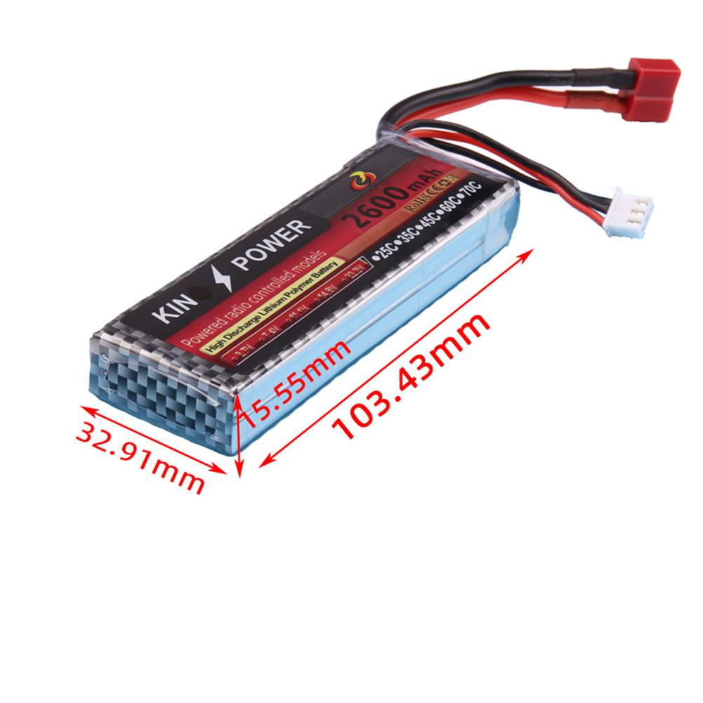 Spina T batteria Lipo 7.4V 2600mAh per parti di aggiornamento auto WLtoys 1/14 144001 RC