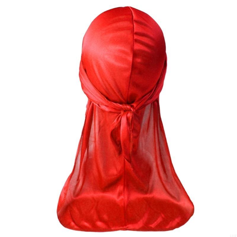 L93F Men's Soft Silky Durag Head Wrap Long Tail Dreadlocks Hat for Various Hair Type