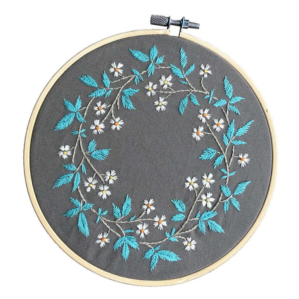 Kit de ponto cruz artesanal crafting diy threads agulhas ferramentas com padrão de flor