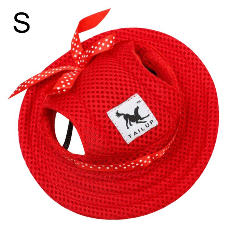 Casquette pour chien, en tissu d'été pour animaux de compagnie, en toile, chapeau de soleil respirant, en toile pour petit chien: Rouge / S