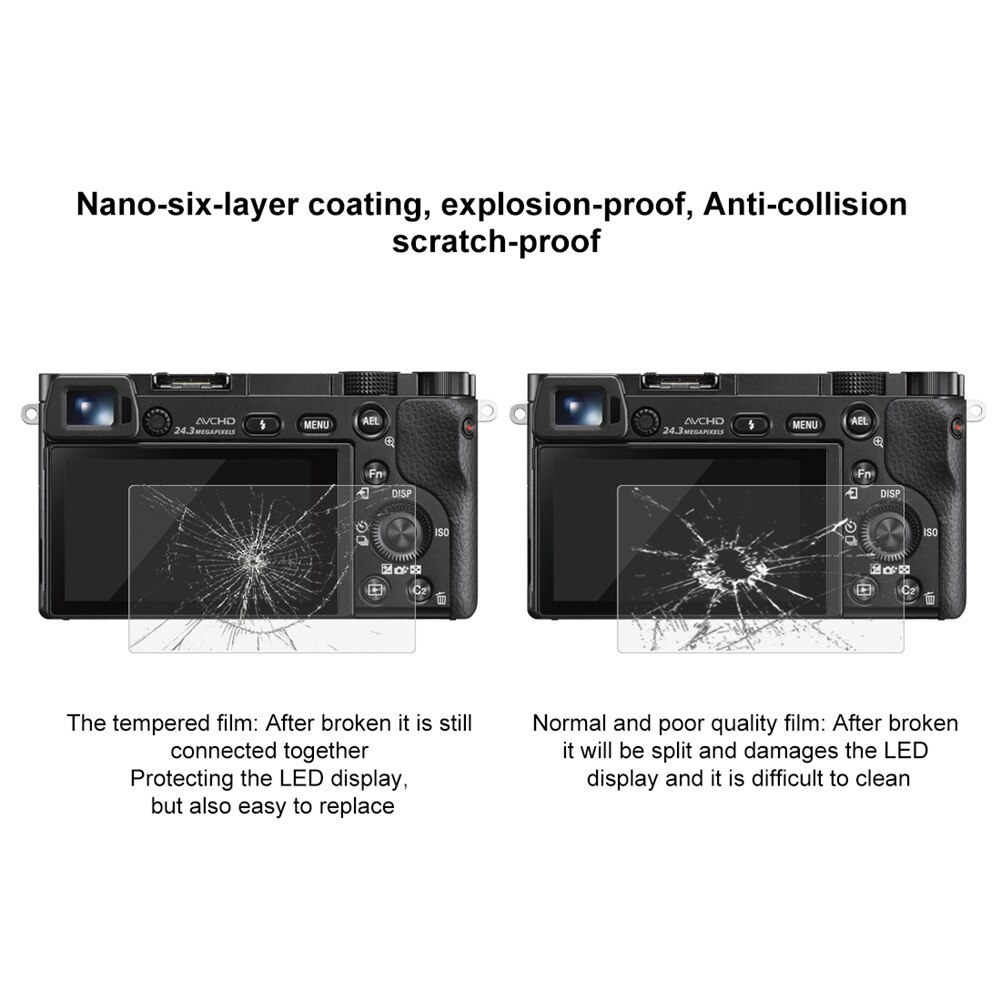 Película protectora de pantalla LCD de cristal templado HD para Sony ILCE-6000 / A6000 / A6300 / A6500 SLR, Protector de Pantalla DE LA Cámara óptico 9H