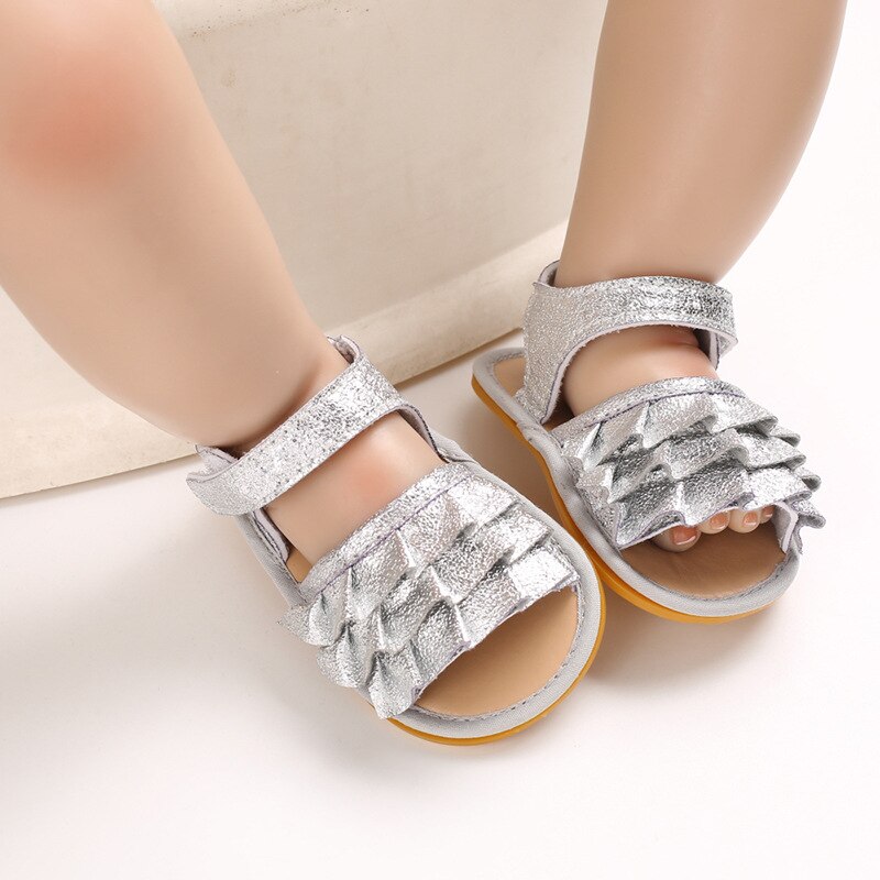 Baby Baby Meisje Schoenen Peuter Flats Sandalen Premium Zachte Rubberen Zool Anti-Slip Zomer Bloem Kant Crib Eerste Walker shoes0-18M