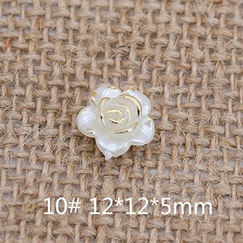 50p blommor sy på flatback abs imitation pärla lös spacer pärlor charm prydnad handarbete halsband örhängen smycken hantverk: No10
