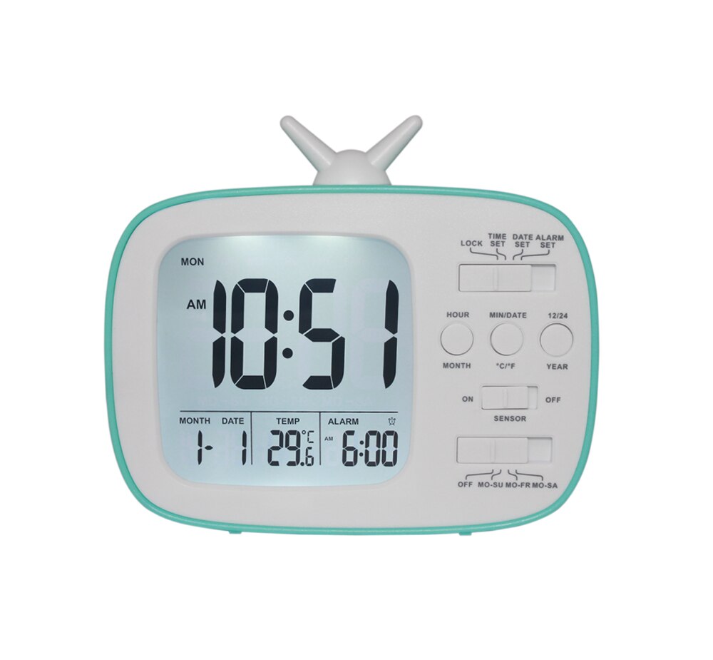 Sensor de reloj despertador Digital para escritorio de EE. UU.: Azul cielo