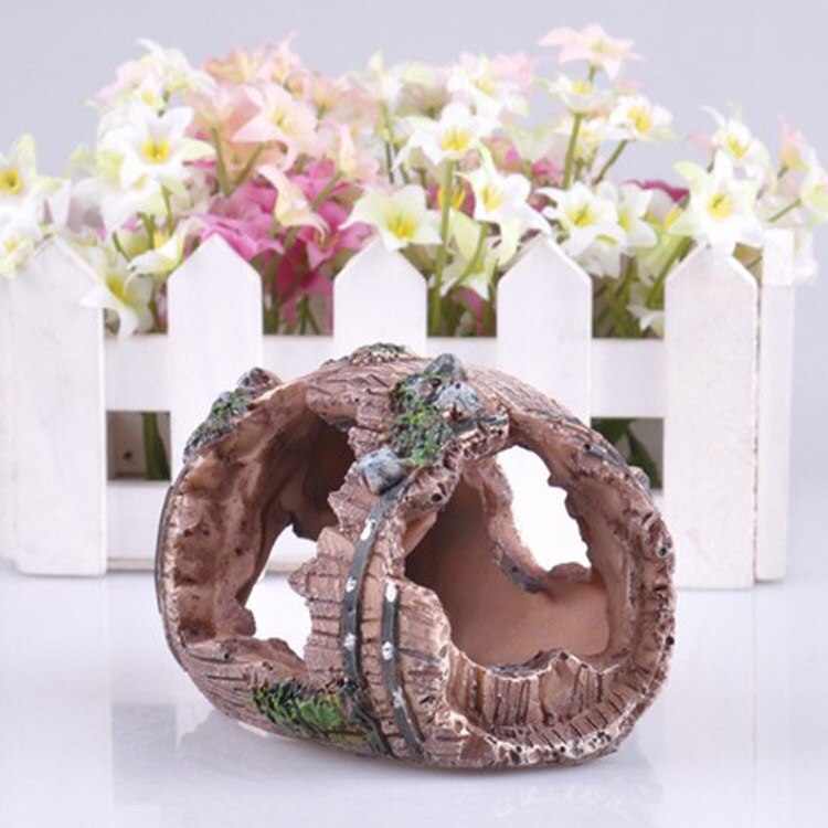 Wijnkist aquarium aquarium decoratie kunstmatig vat hars ornament grot onderwater landschapsarchitectuur