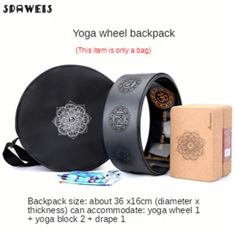 Yoga Wiel Bag Nylon Black Mandala Bloem Yoga Cirkel Tas Grote Capaciteit Dubbele Rits Pilates Wiel Rugzak Fitness Sport Bag