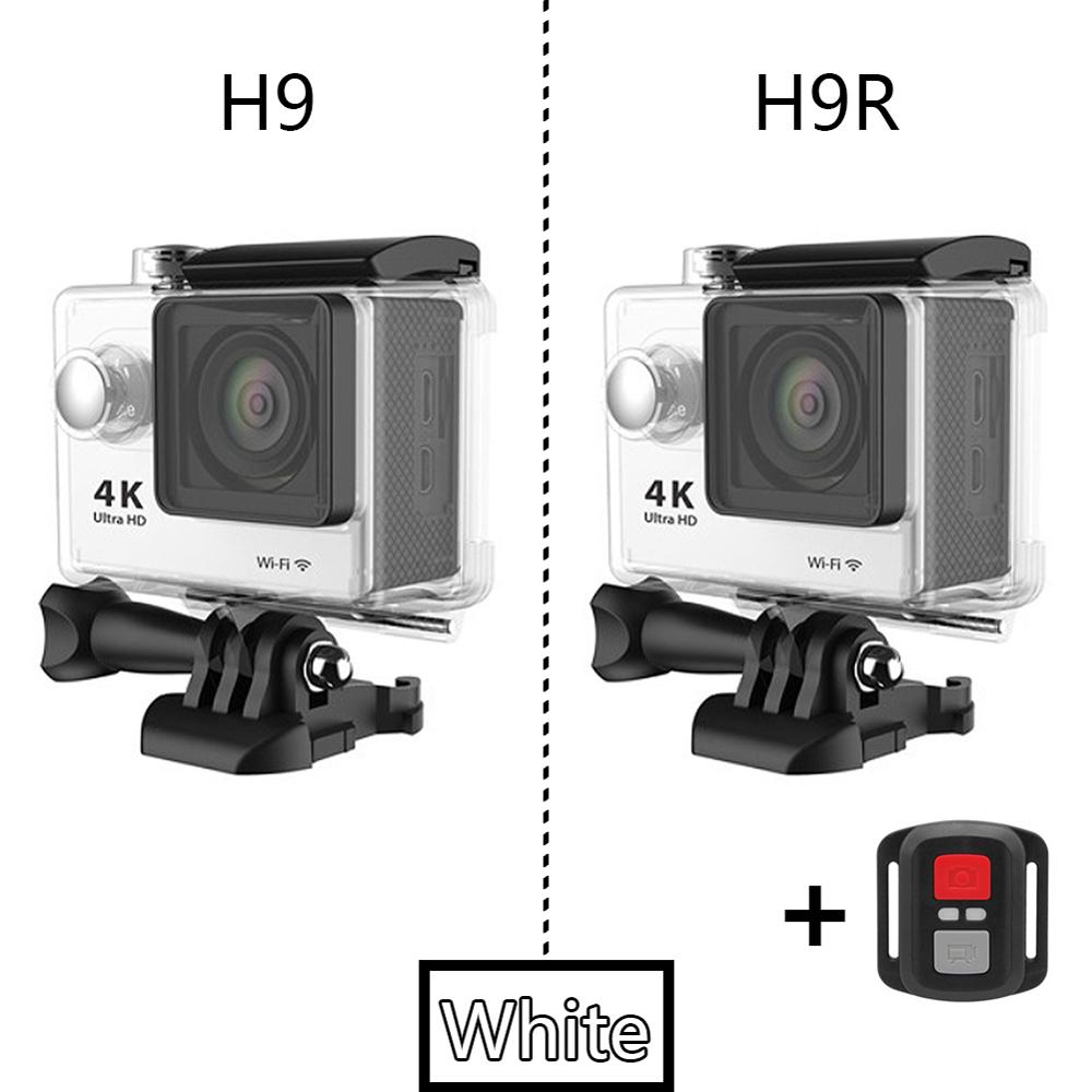 Original H9/H9R Action Camera 1080p/60fps 20MP WiFi 2.0" Ultra HD 4K Mini Helmet Cam DV Recoder WiFi Waterproof Sports Camera: White / H9R with controller