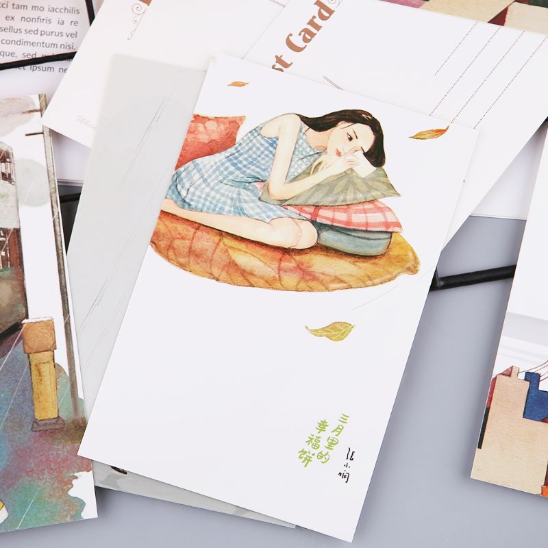 30 Sheets Happyness Paintings Retro Vintage Postcard Christmas Greeting Wish Poster Cards