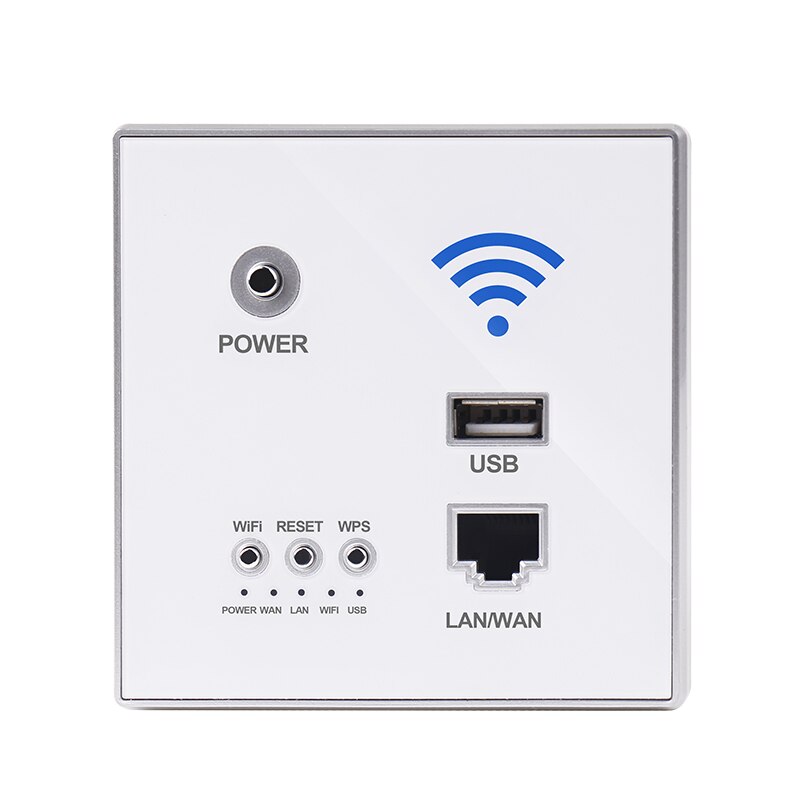 KEKA Wall wireless router 300Mbps 220V power supply embedded AP smart wireless WIFI relay extender 2.4G/5G router USB SOCKET: Acrylic WHITE