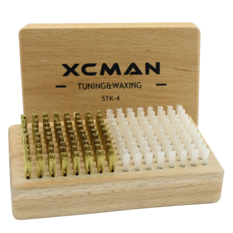 XC ski Snowbaord Nordic ski Waxing Tools Tuning Waxing equipment Combo Ski Waxing brush with Nature beech wood (Brass and Nylon)