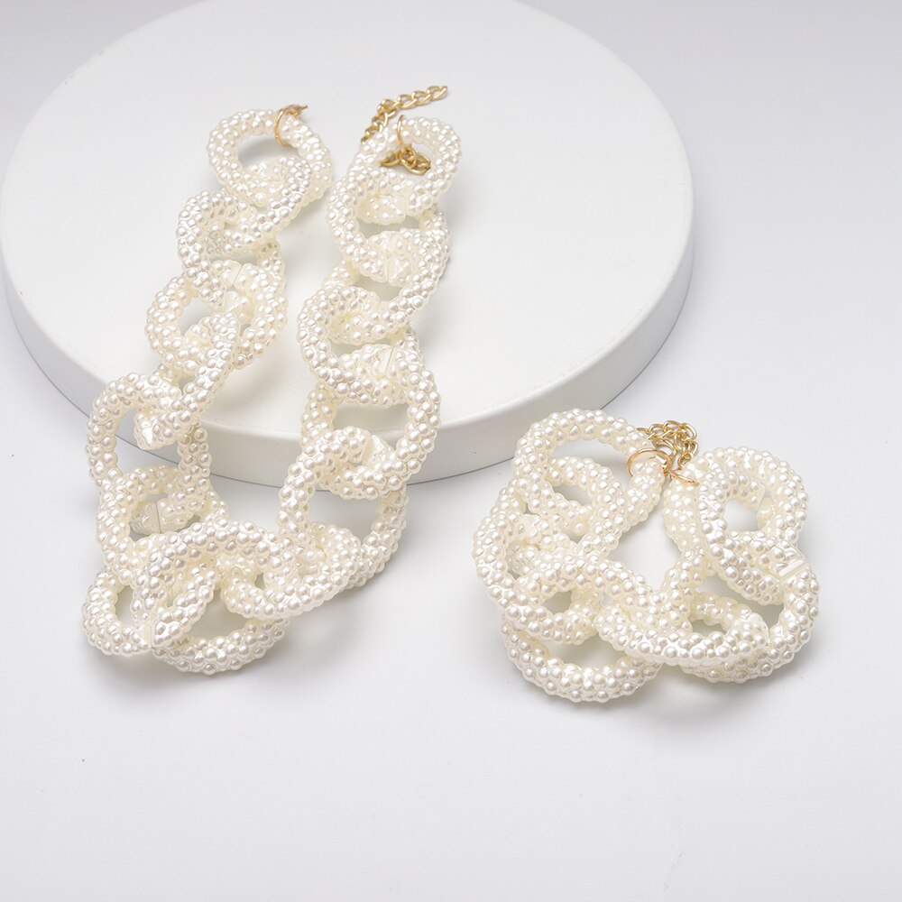 Punk Hip Hop Chunky Dikke Ketting Ketting Vrouwen Overdreven Geometrische Link Ketting Twee Stuk Armband