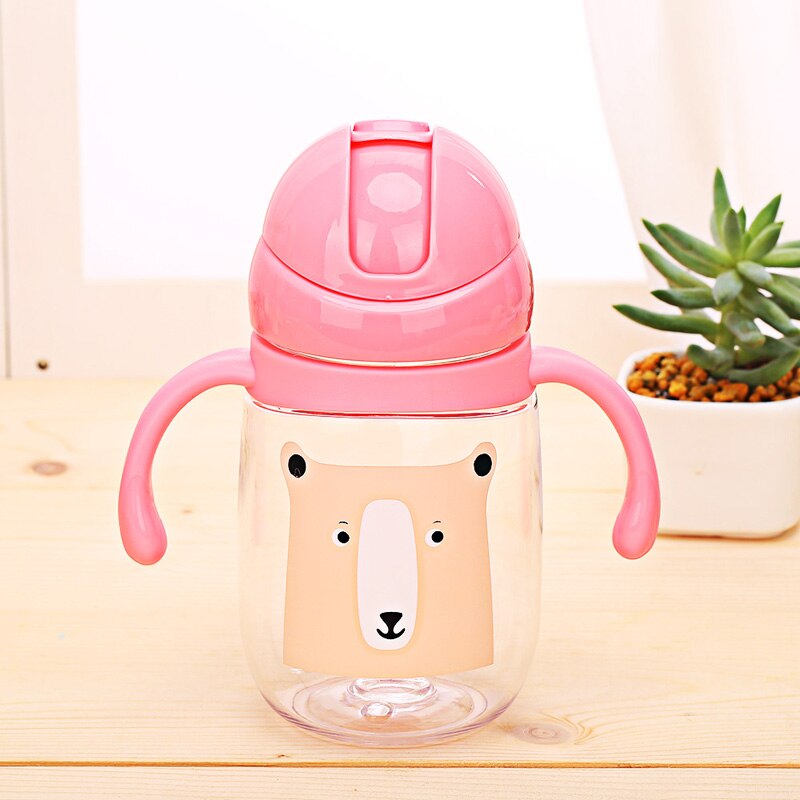 Baby Water zuigfles Draagbare geen spill Cup Mijn plastic fles kinderen kleine ketel met stro Food Grade Slide cover copo