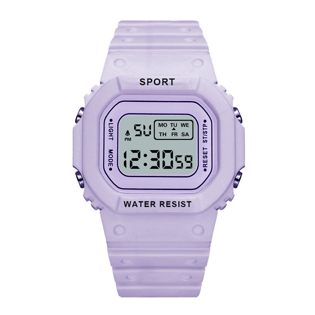 YIKAZE LED Digital Watches for Boys and Girls Transparent Strap Student Electronic Watch Waterproof Alarm Clock Kids Sport Watch: SKY BLUE