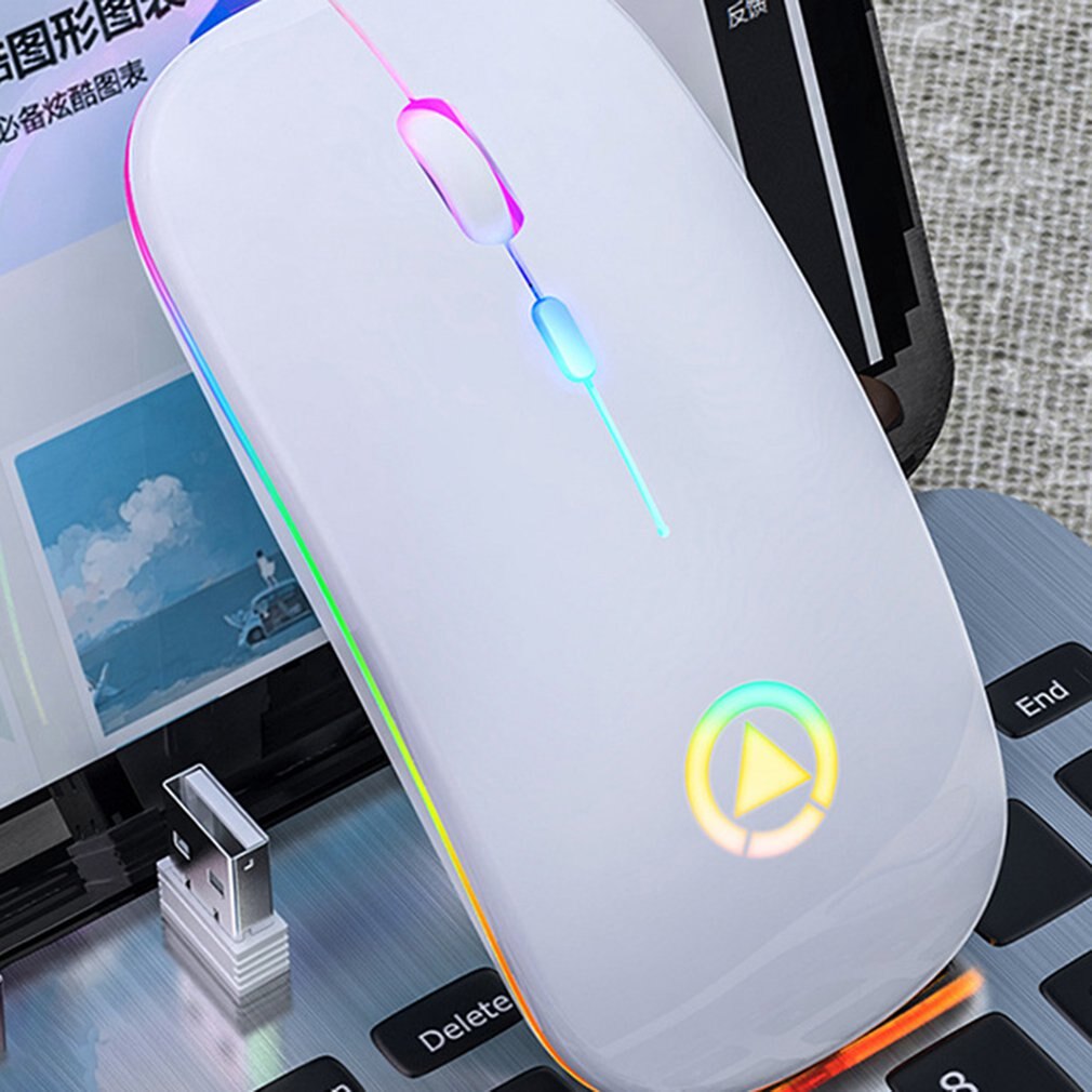 1600dpi USB Optical Wireless Gaming Mouse Home Office For PC Notebook Laptop Silent Lightt Optical Mouse with Usb Receiver: white