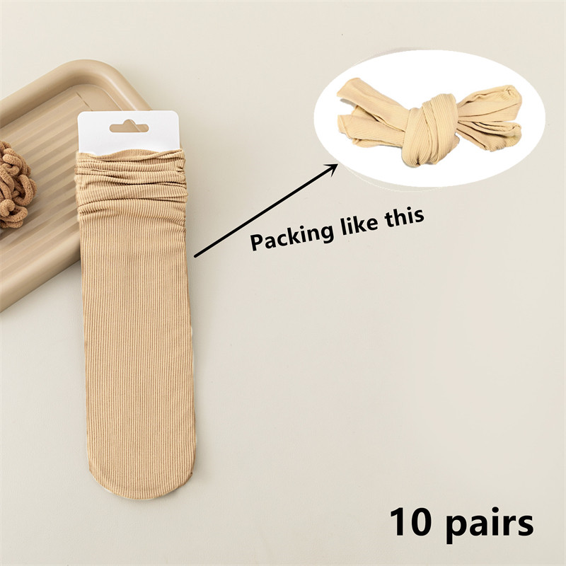 10 paar fleece sokken voor dames, losse, dunne zomersokken, effen kleur, japanse nylon sokken, collegestijl, zacht en ademend: Donkergrijs