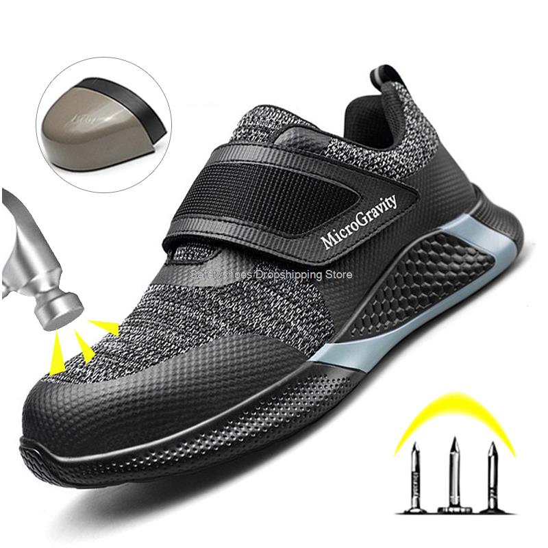 Puncture Proof Safety Shoes Men Steel Toe Sneaker Velcro Anti-smash Work Shoes Indestrutible Work Safety Boots Man Security Boot