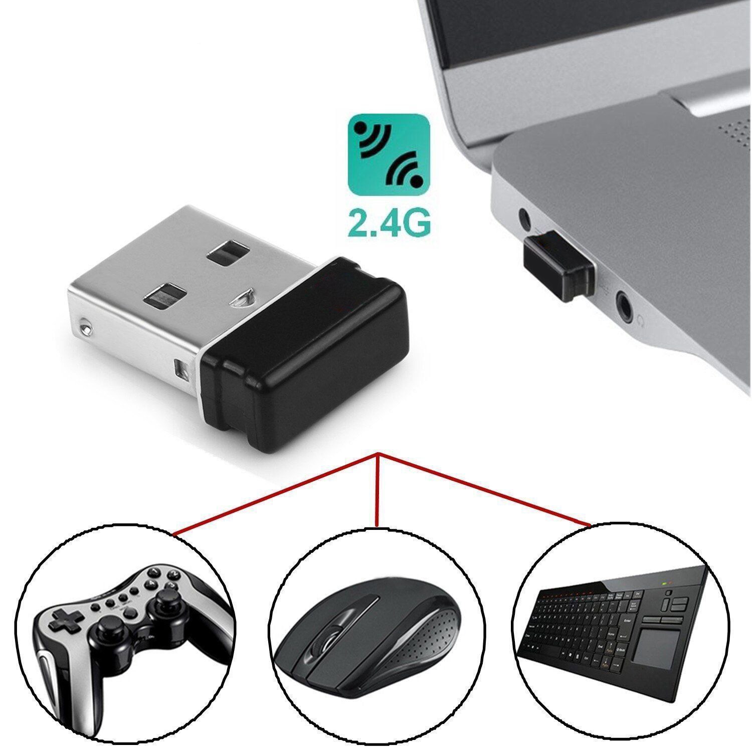 Dongle de récepteur USB sans fil unificateur à 6 canaux fortern pour clavier de souris sans fil M215,M510,M525,M305,M310 etc.