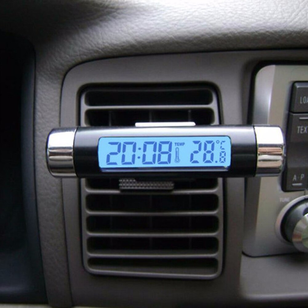 Reloj Digital para salpicadero de coche, pantalla LCD, soporte autoadhesivo, de plástico,