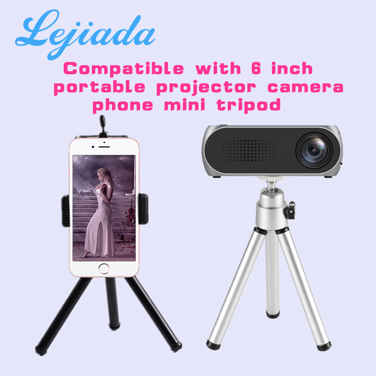 Lejiada 6 tommer kompatibel bærbar projektor mini stativ kameratelefon  yg300 yg320 l1 q2 yg200 yg310 814 t200 osv. stabil stander