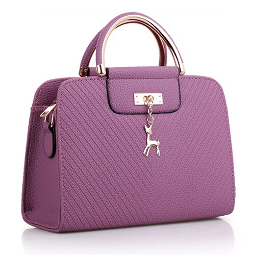 ACELURE Small Handbags Purse Women PU Leather High Capacity Shoulder Bags Casual Totes Deer Decor Top-handle Bags: Purple 