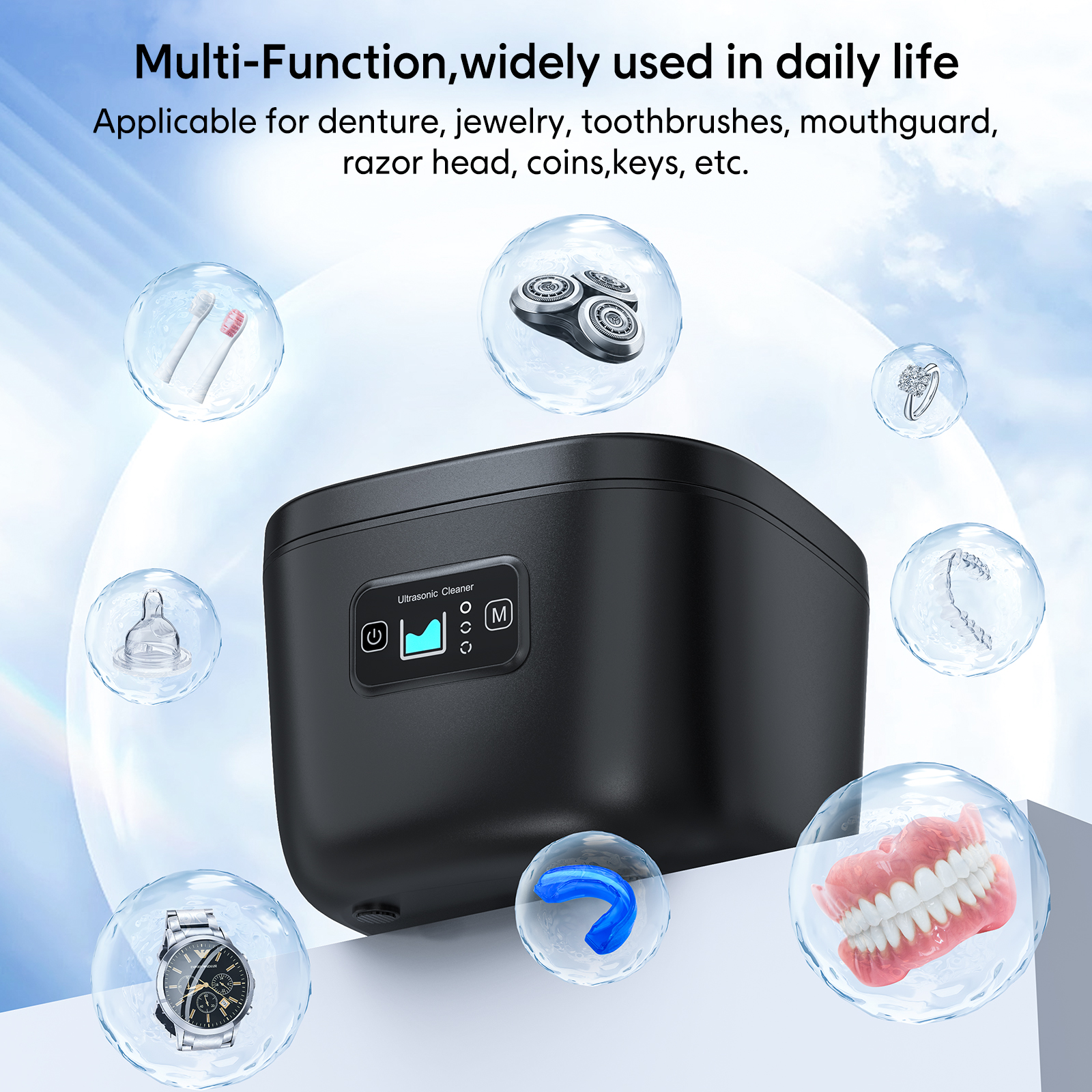 Ultrasone reinigingsmachine Multifunctionele 42000 Hz hoogfrequente kunstgebitreiniging Horloge Sieraden Bril Automatische reiniger