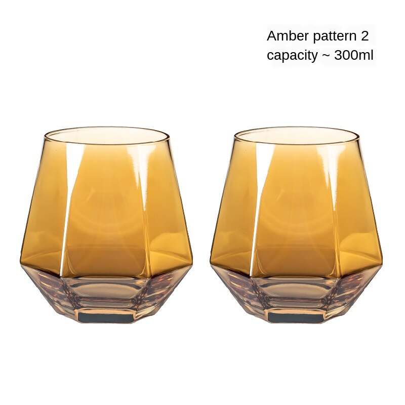 Verre coloré résistant à la chaleur, verre à Six faces, gobelets d'eau, tasse à jus de Cul, verre à boisson, haute apparence: 2PCS4
