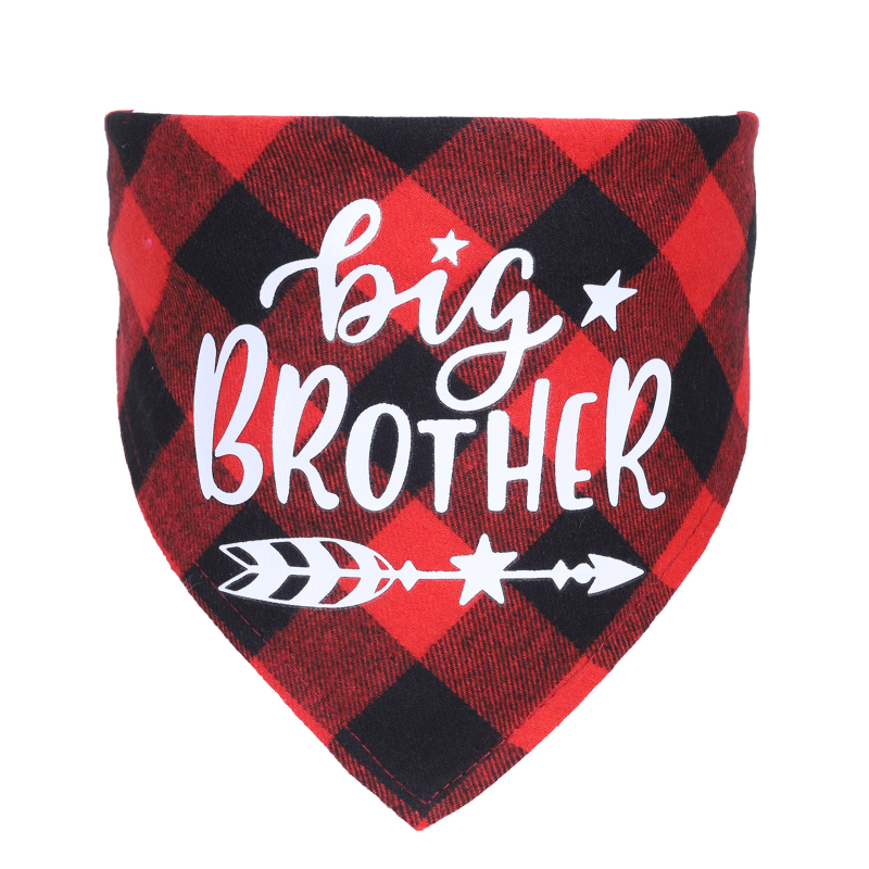 Grand frère Plaid chien Bandana annonce de grossesse chien Bandana sexe révéler Photo accessoire écharpe pour animaux de compagnie accessoires foulards pour animaux de compagnie: Black