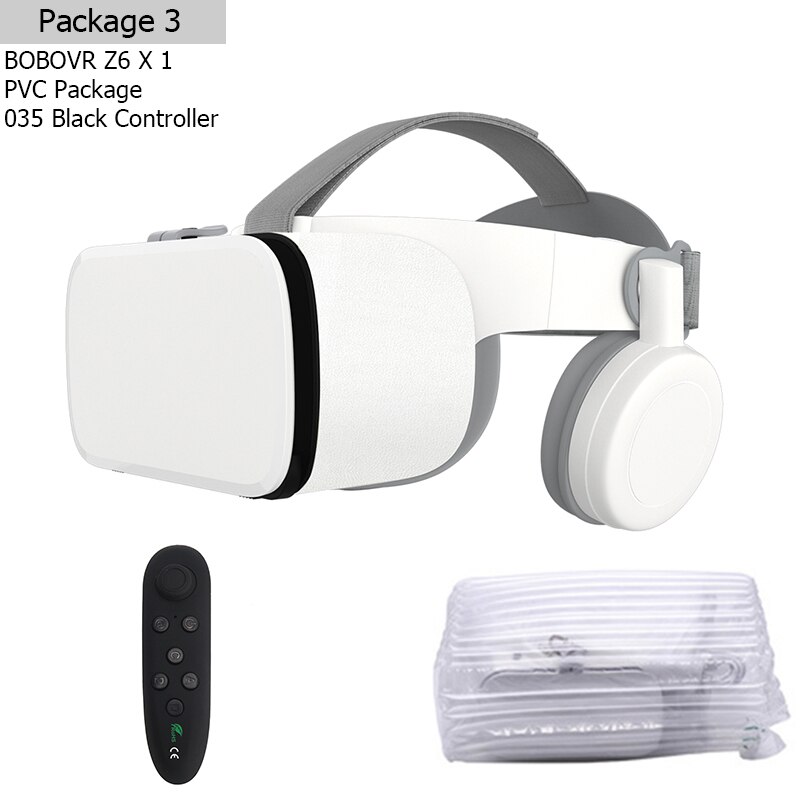 BOBOVR Z6 Virtual Reality Helmet Mobile 3D Glasses Google Cardboard VR Headset for 4.7-6.2 Inch Cell Phone: Z6 PVC with 035B