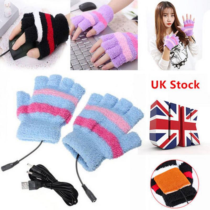 Gant chauffant sans doigts USB gants chauffants hiver chauffe-main alimenté par batterie thermique étanche moto gants de Ski